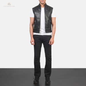 The Renegade Vest Men's Premium Black Leather Biker Vest