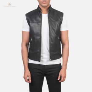 The Renegade Vest Men's Premium Black Leather Biker Vest