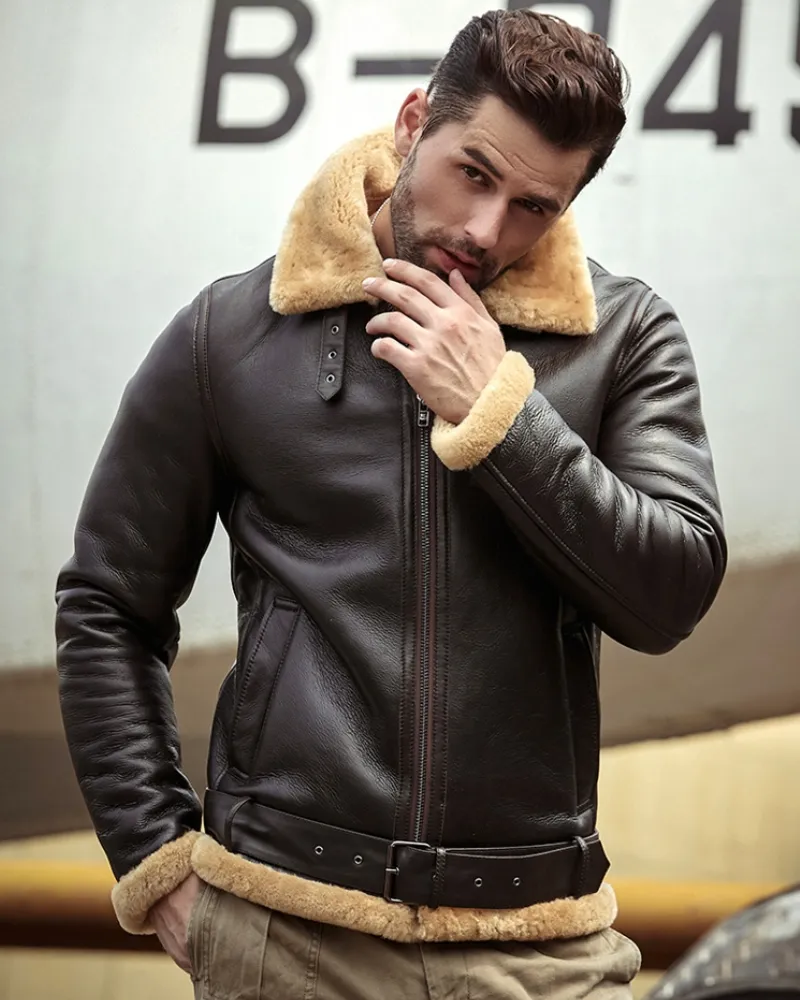 Dark Brown Fur Bomber Jacket - Image 2
