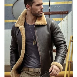 Dark Brown Fur Bomber Jacket