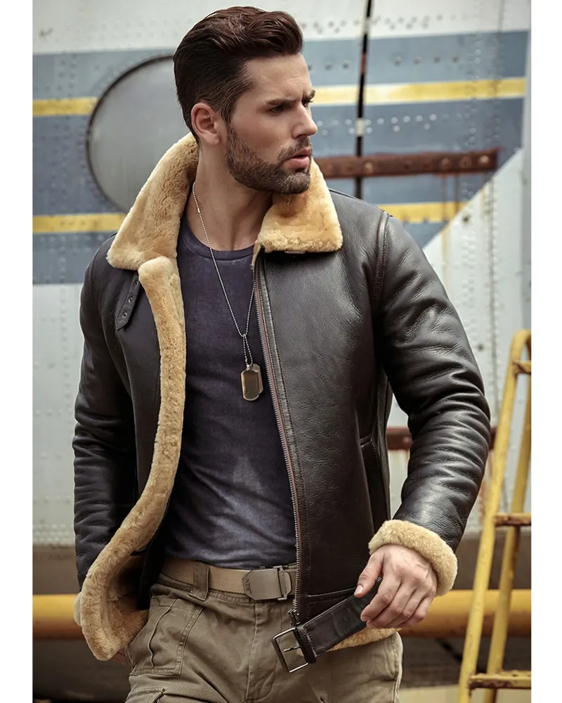 Dark Brown Fur Bomber Jacket