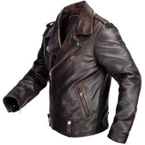Double Breasted Brando Style Motorcycle Jacket