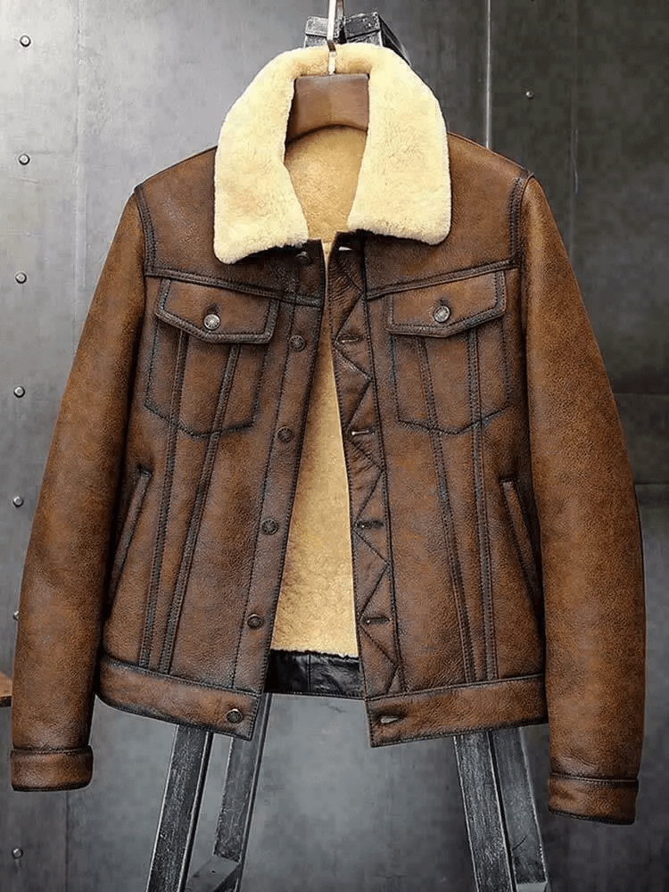Double Pocket Brown Bomber Jacket