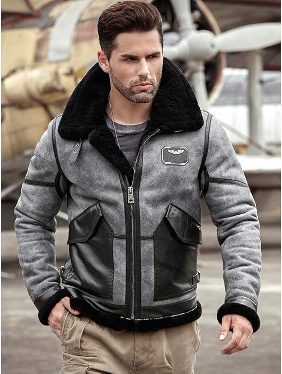 Grey Bomber Leather Jacket