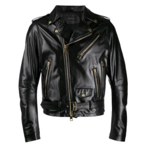 Men's Black Double Zipper Motorcycle