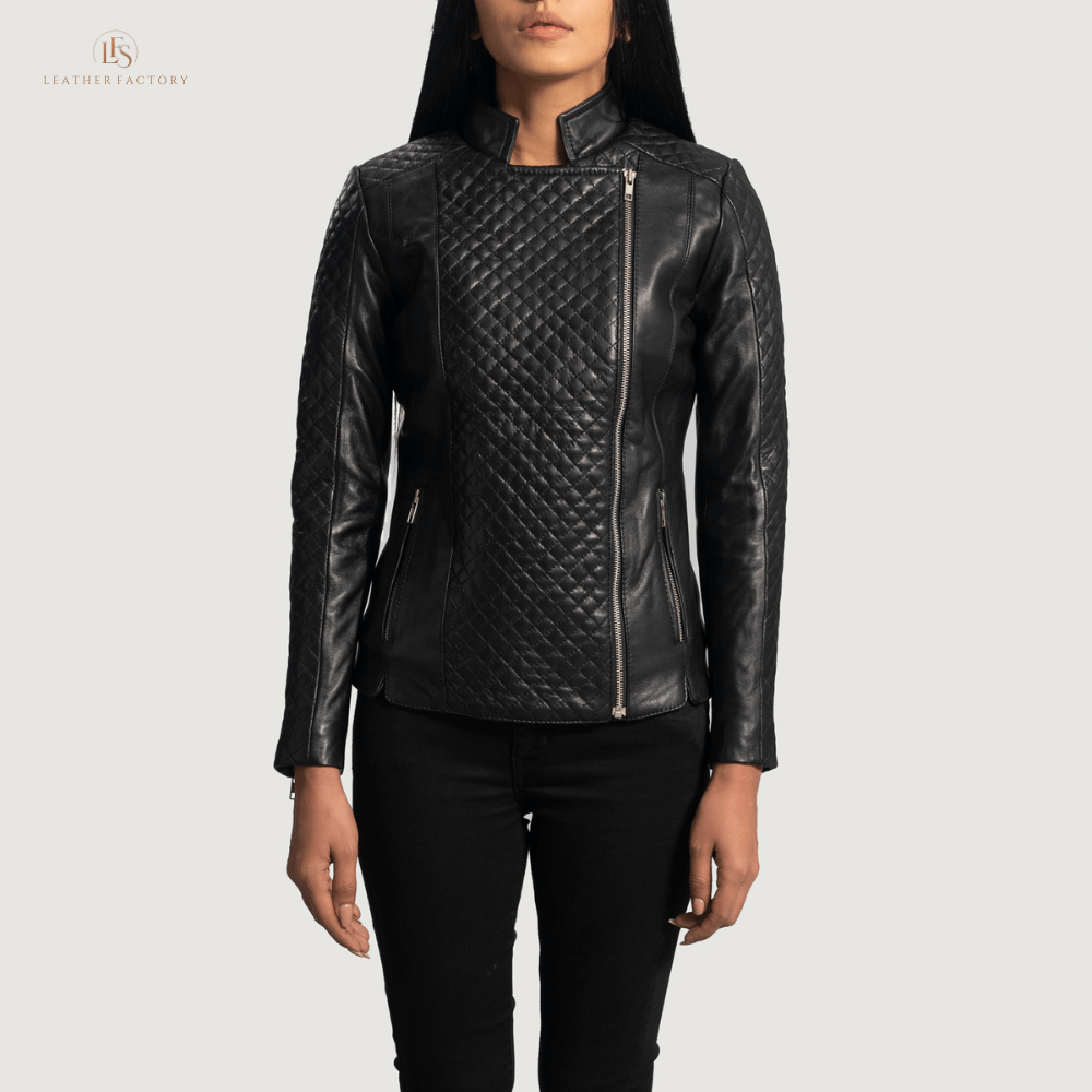 The Orient Women's Elite Black Quilted Leather Moto Jacket