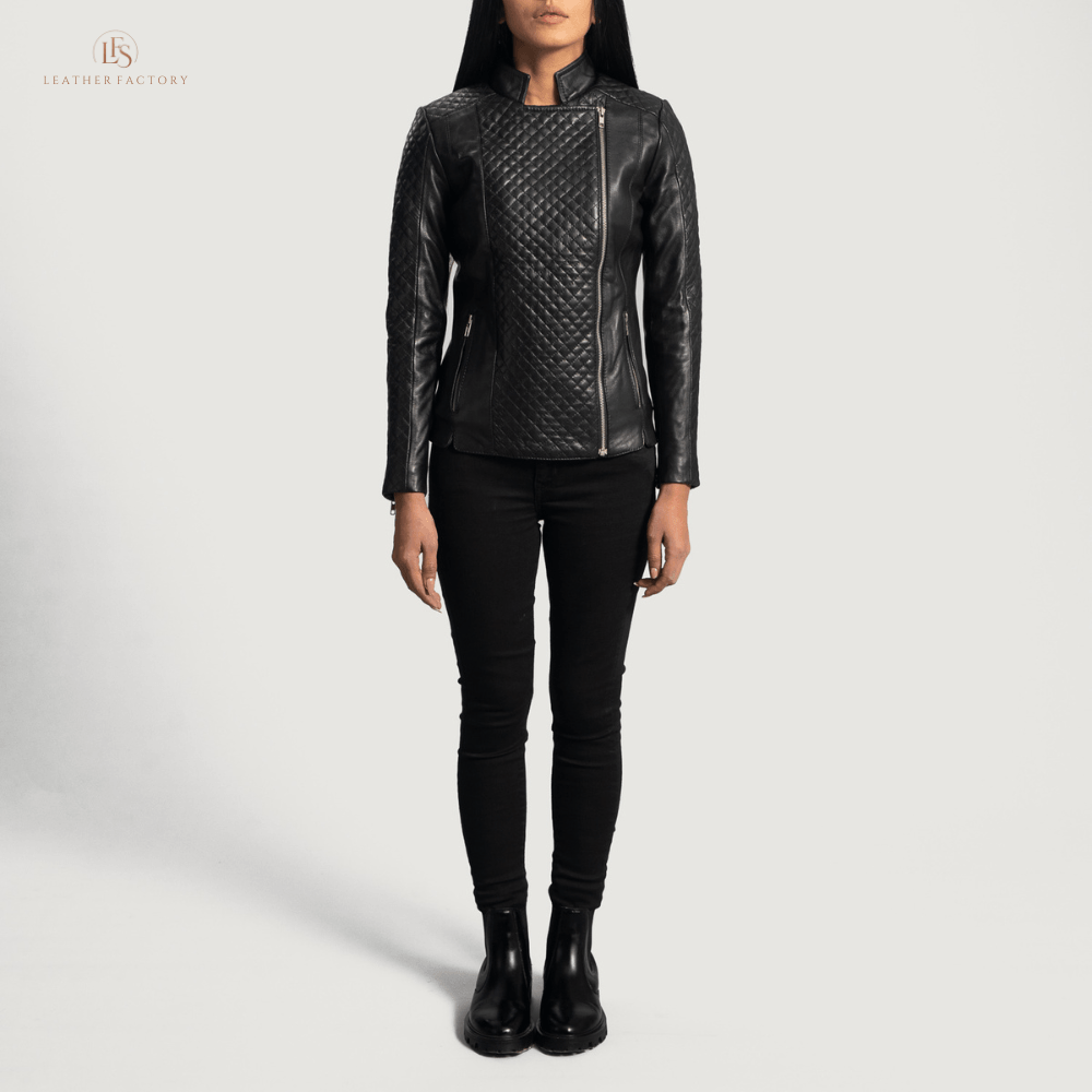 The Orient Women's Elite Black Quilted Leather Moto Jacket