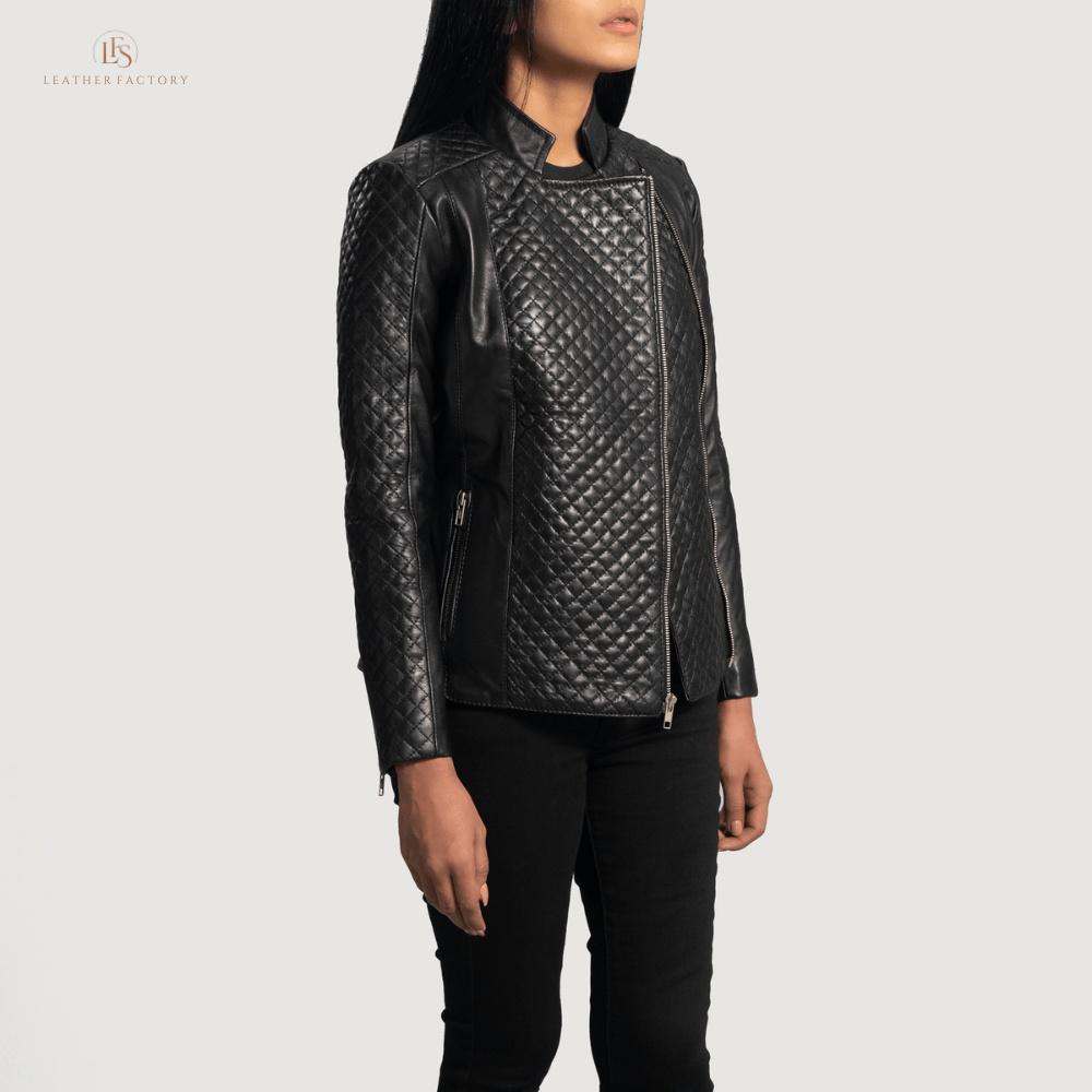 The Orient Women's Elite Black Quilted Leather Moto Jacket