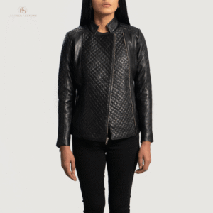The Orient Women's Elite Black Quilted Leather Moto Jacket