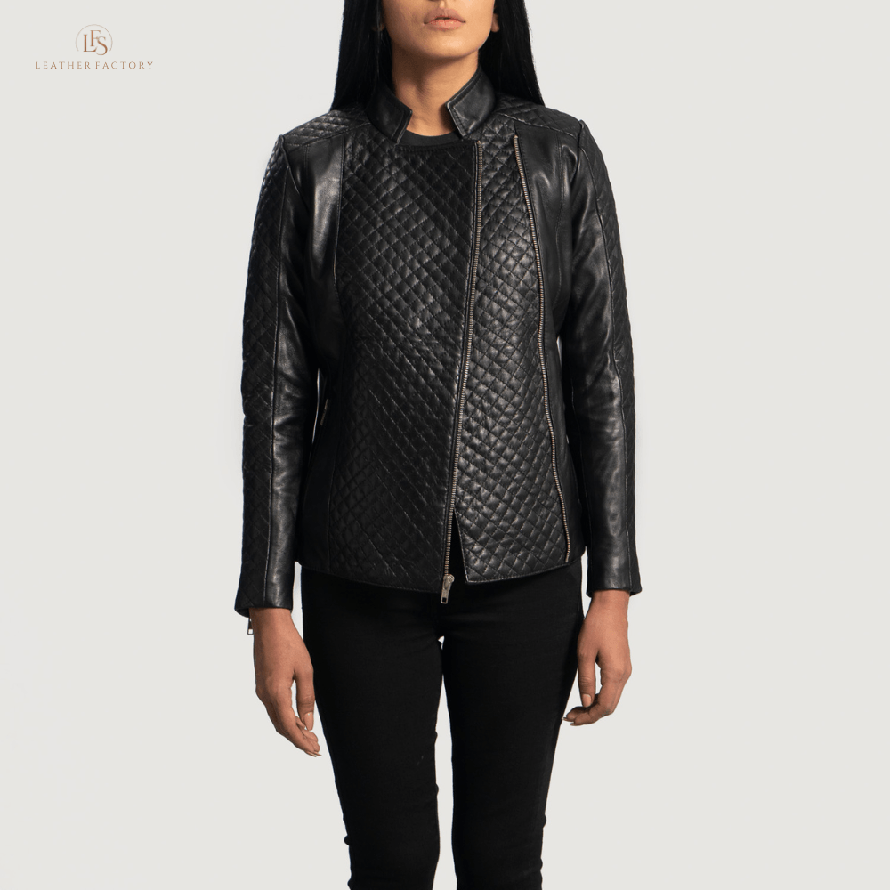 The Orient Women's Elite Black Quilted Leather Moto Jacket