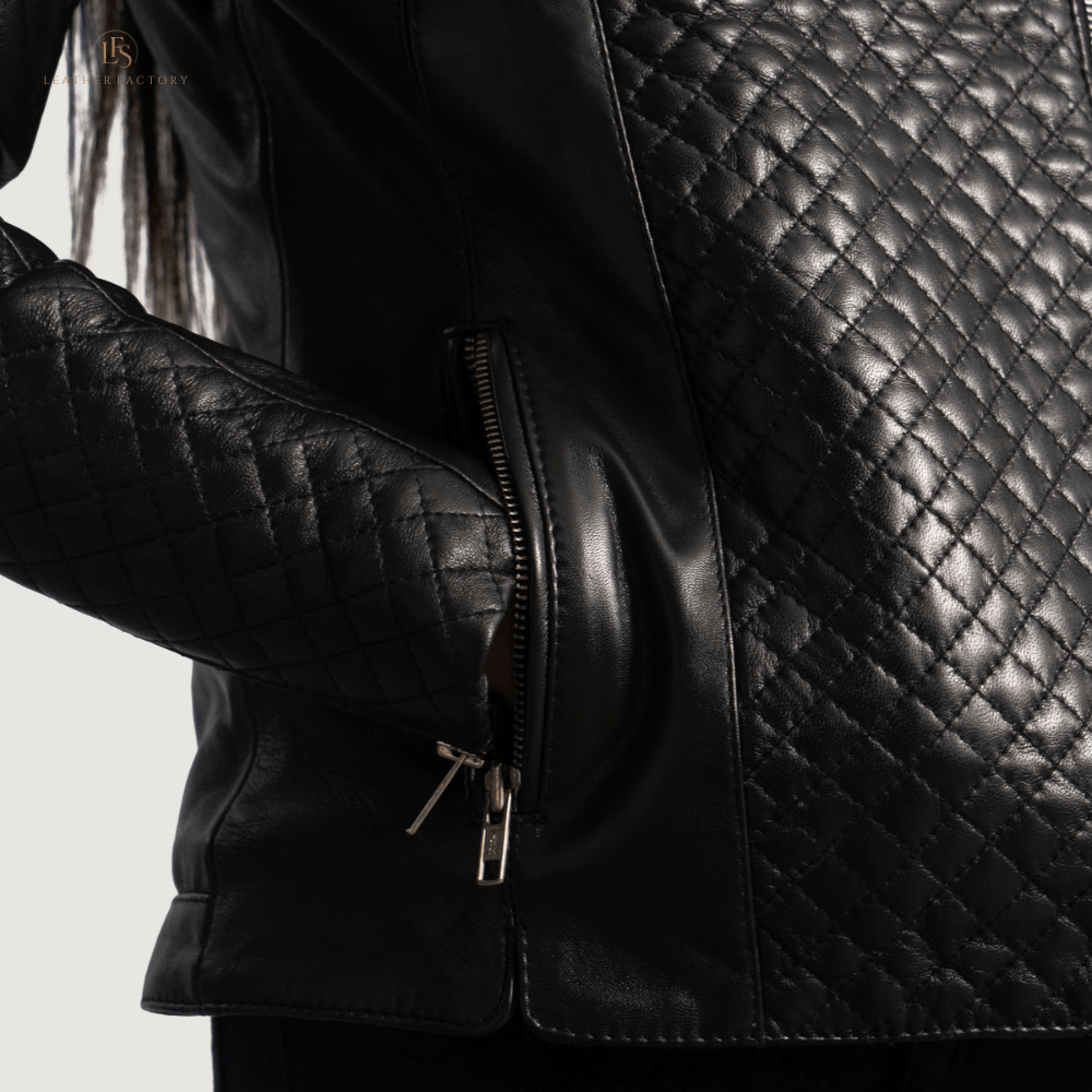 The Orient Women's Elite Black Quilted Leather Moto Jacket